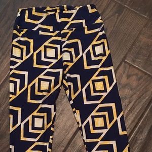 LIKE NEW LuLaRoe Navy & Yellow Leggings - OS